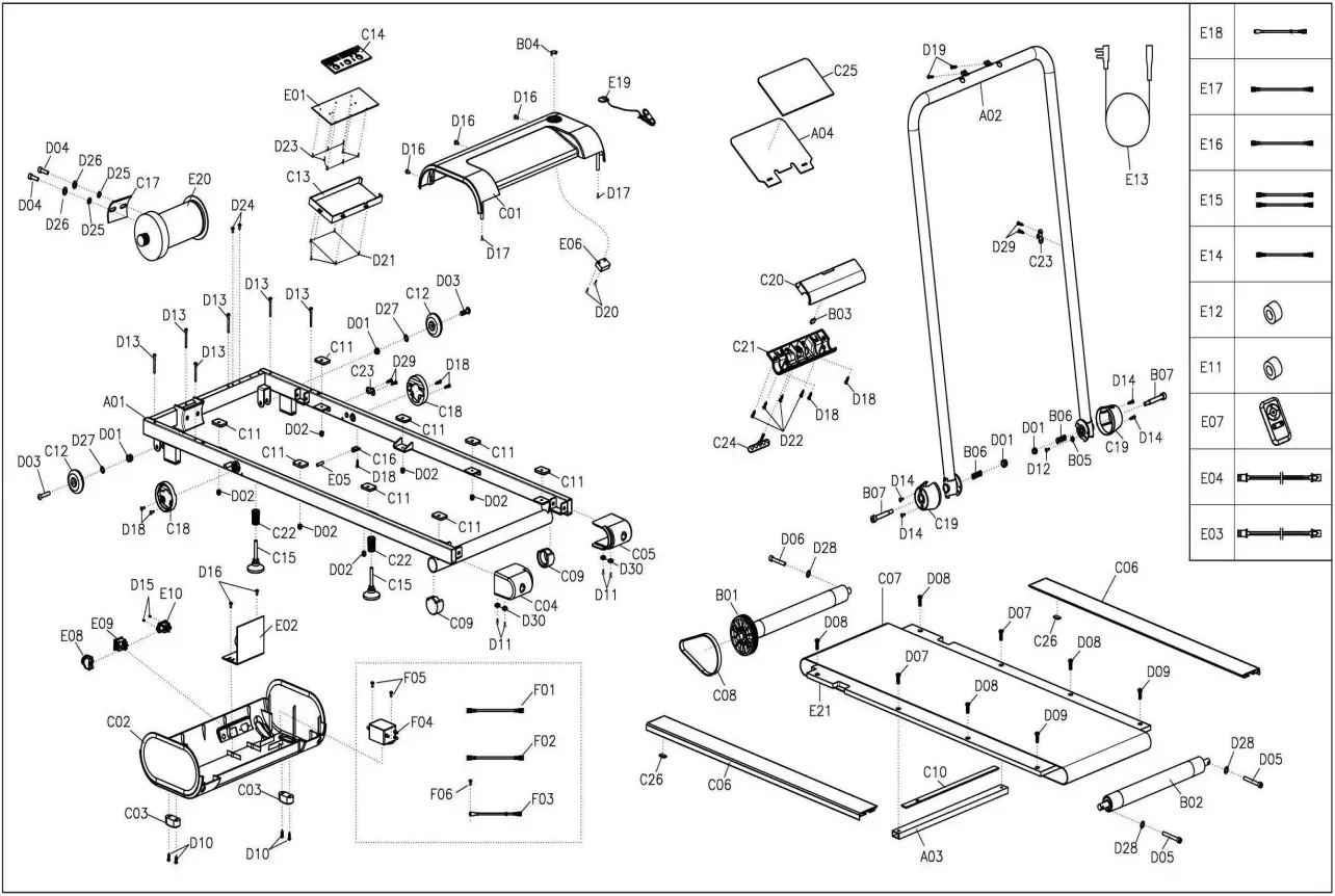 SUNNY HEALTH FITNESS SF T722072 Nimble Smart Compact Treadpad Treadmill - DIAGRAM