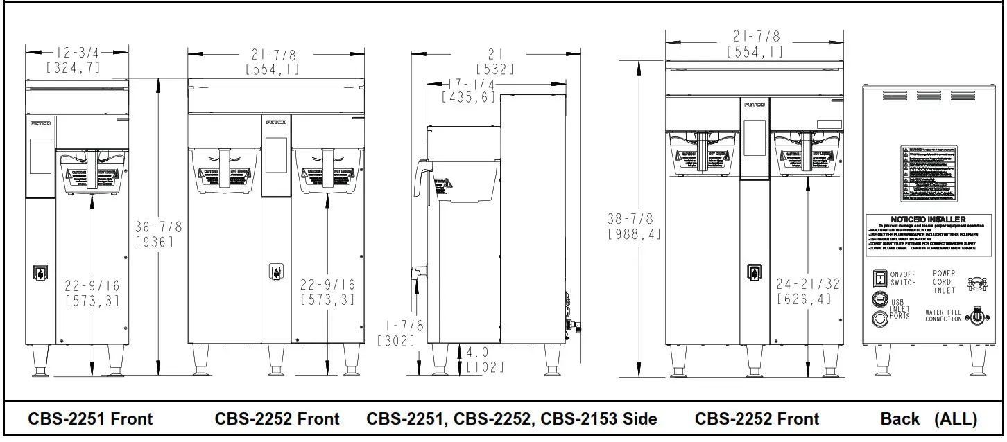FETCO CBS-2251 Twin Station Coffee Brewer - Drawings