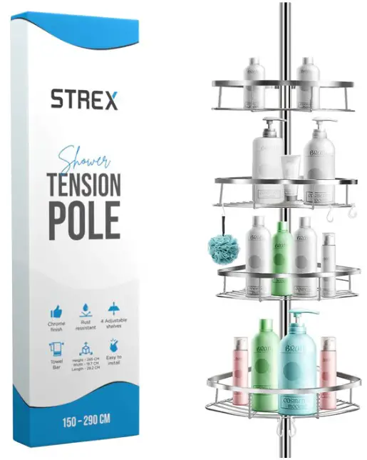 strex SP181 Telescopisch Doucherek RVS