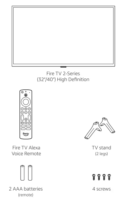 amazon HD40N200A FireTV 40 Inch 2 Series 1080p HD Smart TV - contents box
