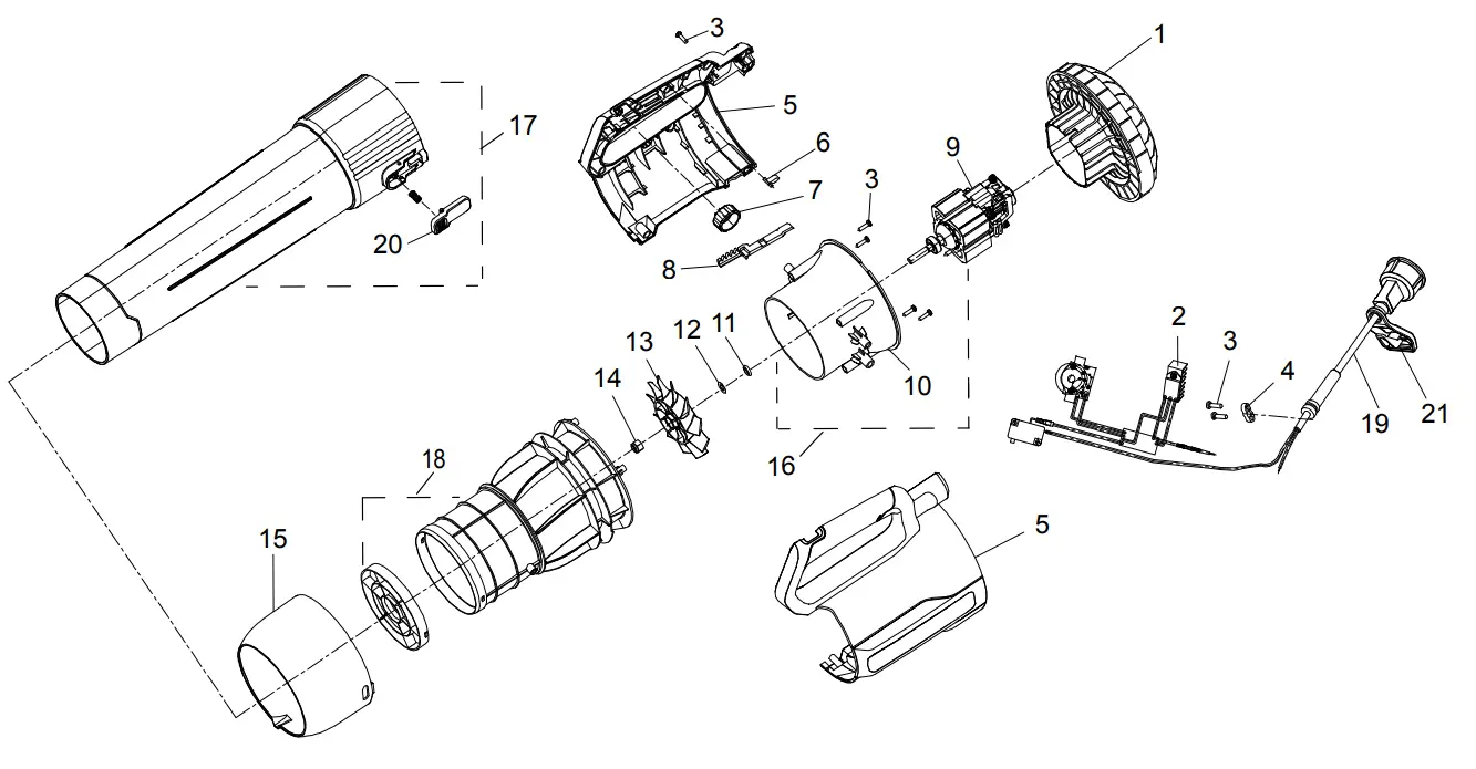 hBauer 58905 12 Amp Corded Blower Logo Plugs - Diagram