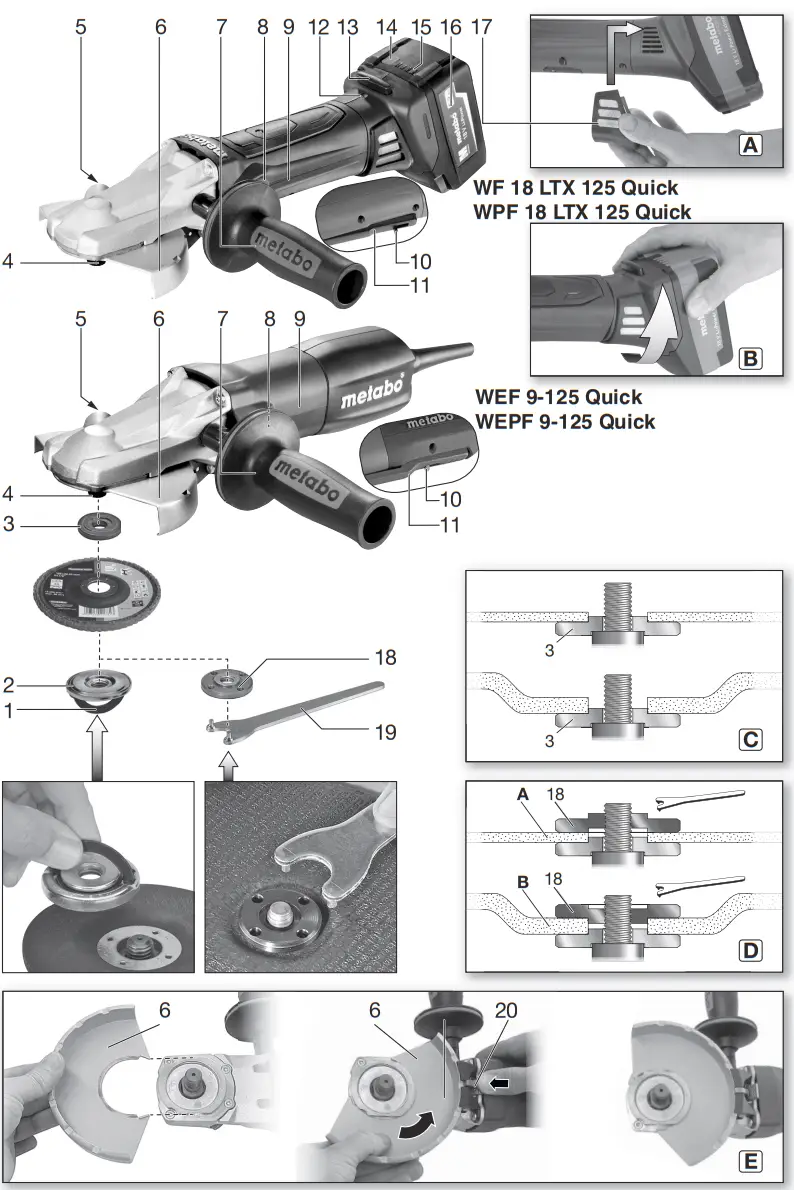 metabo WEF 9-125 Quick Angle Grinder - Parts 1