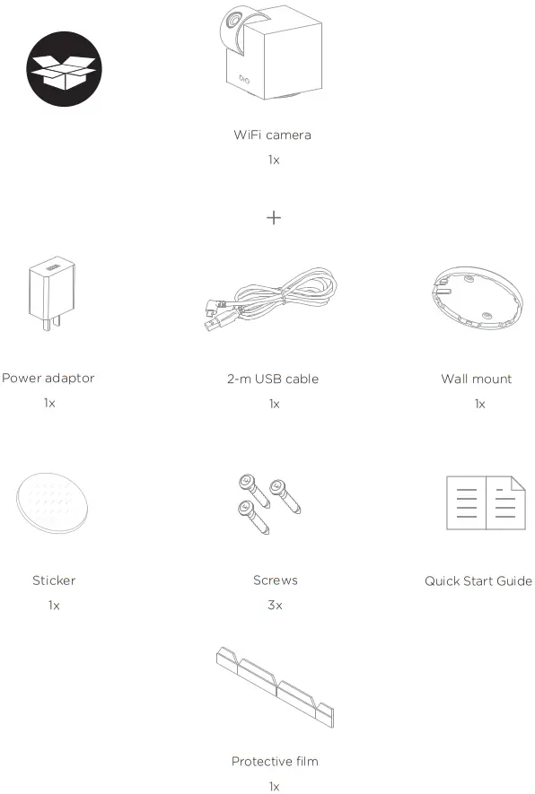 DiOCAM RI01 Indoor Rotating WiFi Camera - pakeg content