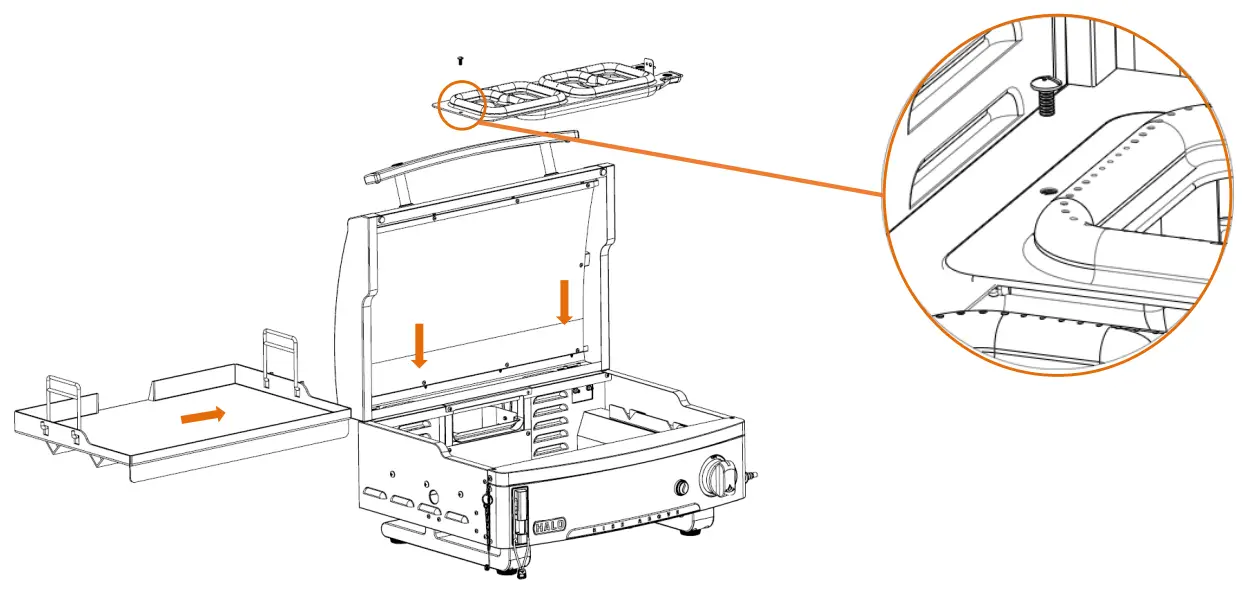 HALO Elite1B Countertop Griddle - Reinsert each burner