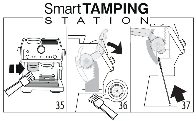 De Longhi EC935X Coffee Maker - tamping station