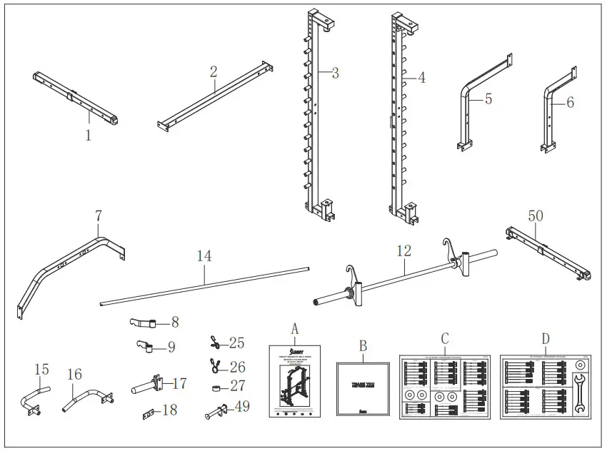 SUNNY HEALTH FITNESS SF-XF920021 Smith Machine Squat Rack Essential Series II - fig 1