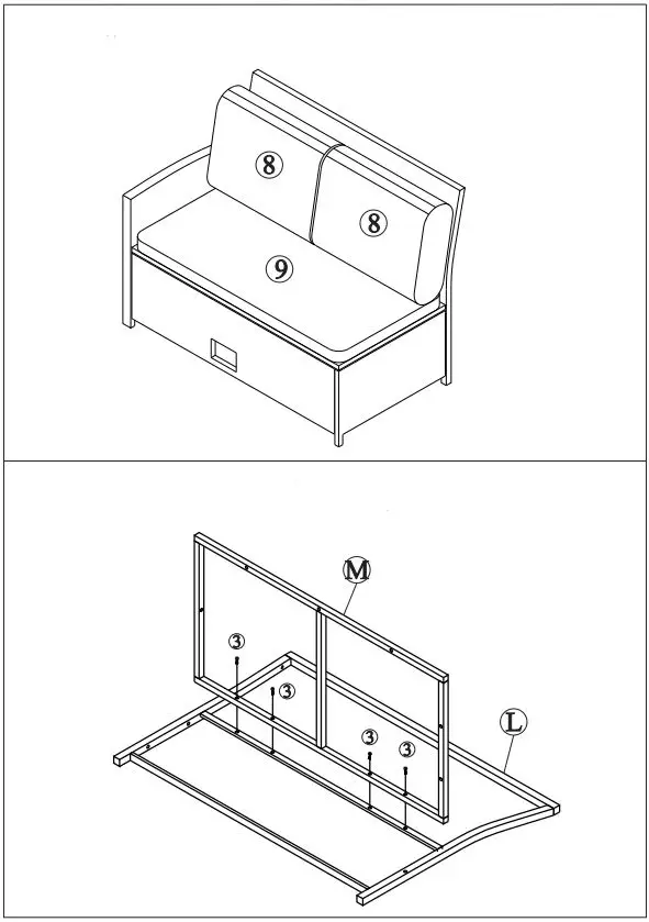 Boyel Living 6 Pieces PE Rattan Sectional Outdoor Furniture Cushioned Sofa Set with 2 Storage Under Seat-FIG13
