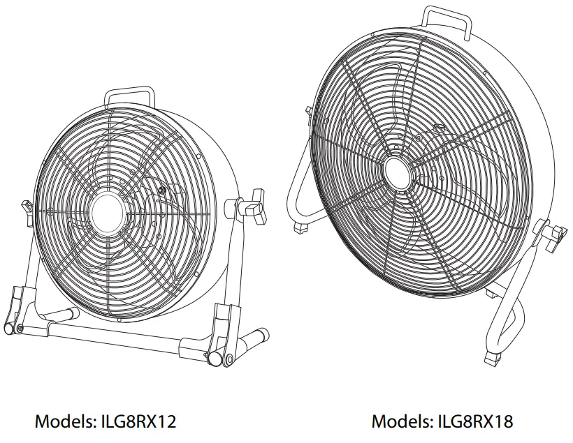 iLIVING ILG8RX12 Rechargeable Portable Industrial Outdoor Fan -