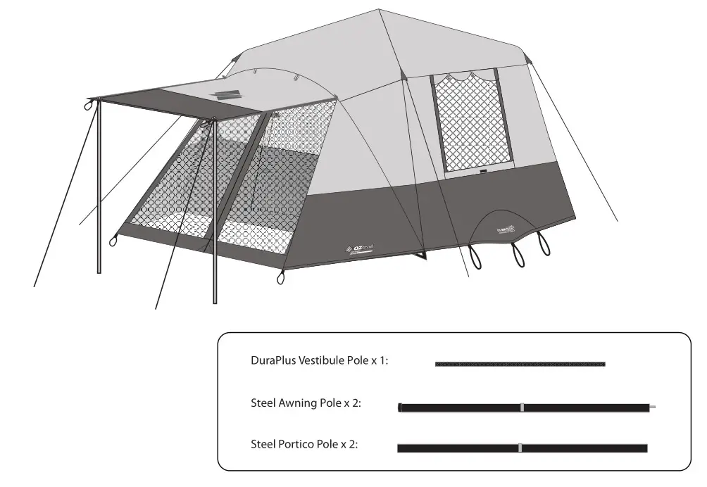 OZtrail 630522 Fast Frame Cabin 6 Person Tent - Contents