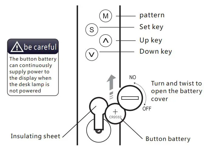 OOBEST TX223C 10W Wireless Charging Table Lamp Instruction Manual - Back setting and battery compartment