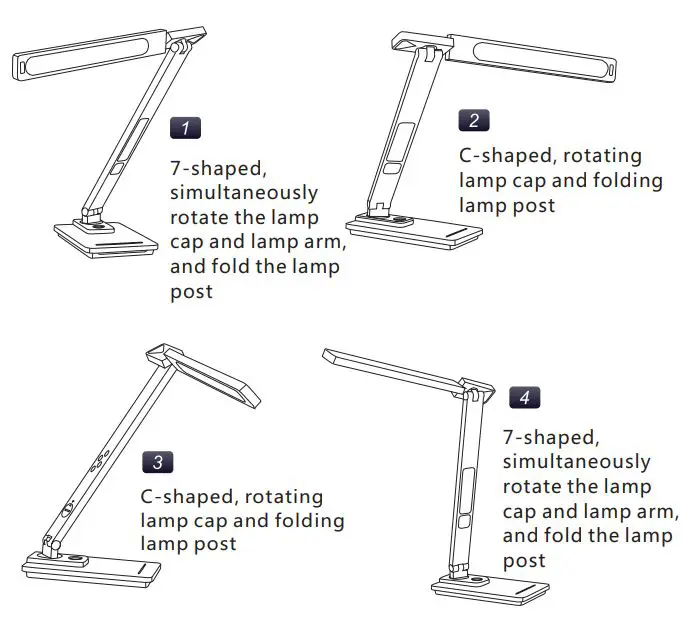 OOBEST TX223C 10W Wireless Charging Table Lamp Instruction Manual - Simultaneous rotation of five axes
