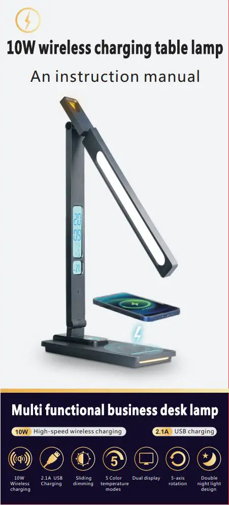 OOBEST TX223C 10W Wireless Charging Table Lamp Instruction Manual