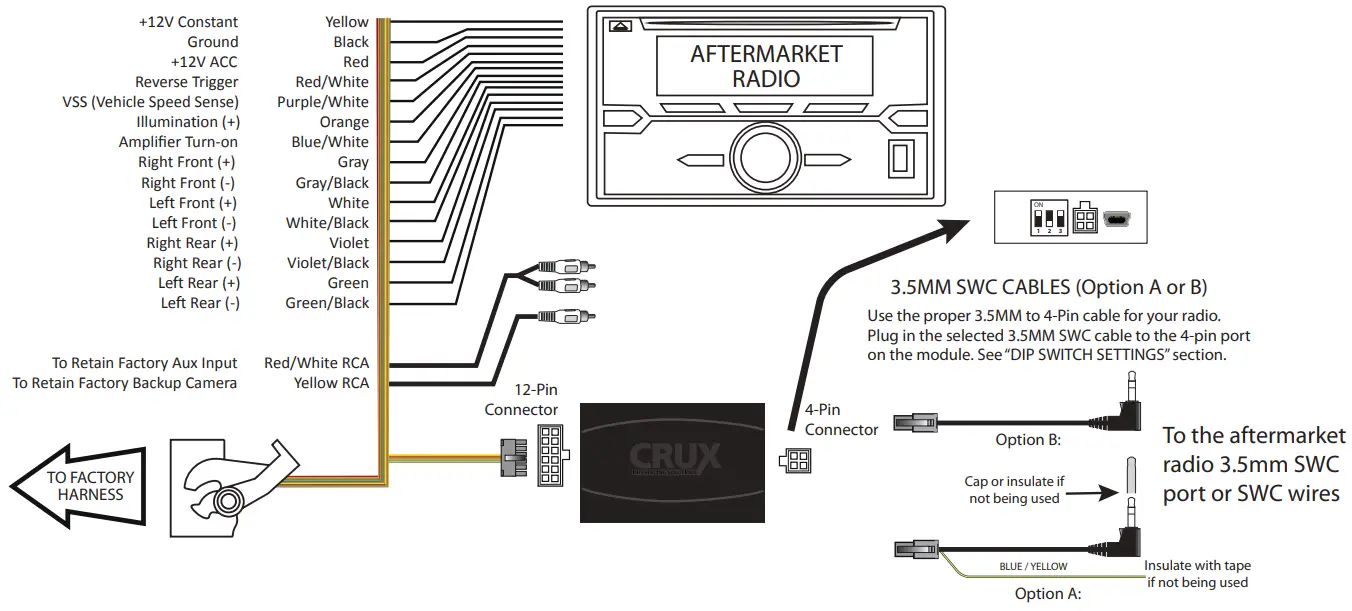 CRUX SWRCR 59D Radio Replacement with Steering Wheel Control Retention for Select Dodge - DIAGRAM