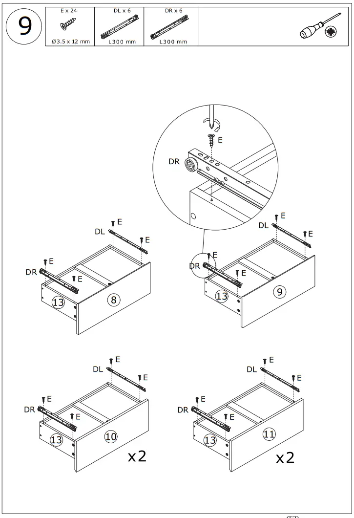 FUFU GAGA KF260058 01SD 6 Drawer L Shaped Dresser with Rotatable Desk - fig12