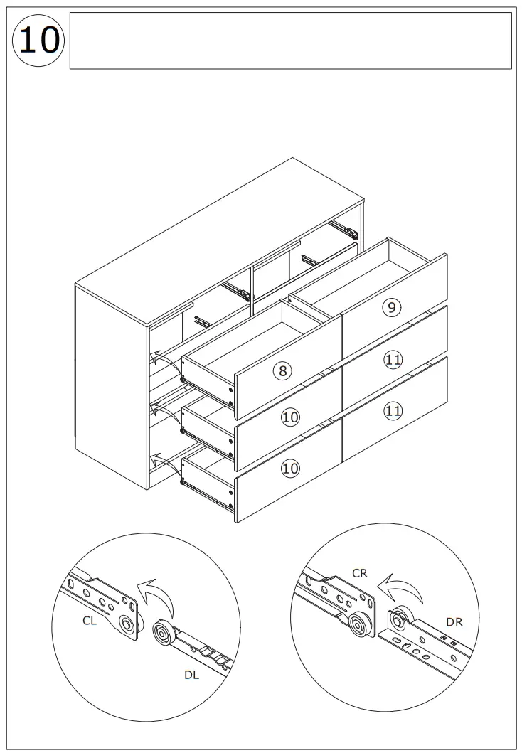 FUFU GAGA KF260058 01SD 6 Drawer L Shaped Dresser with Rotatable Desk - fig13