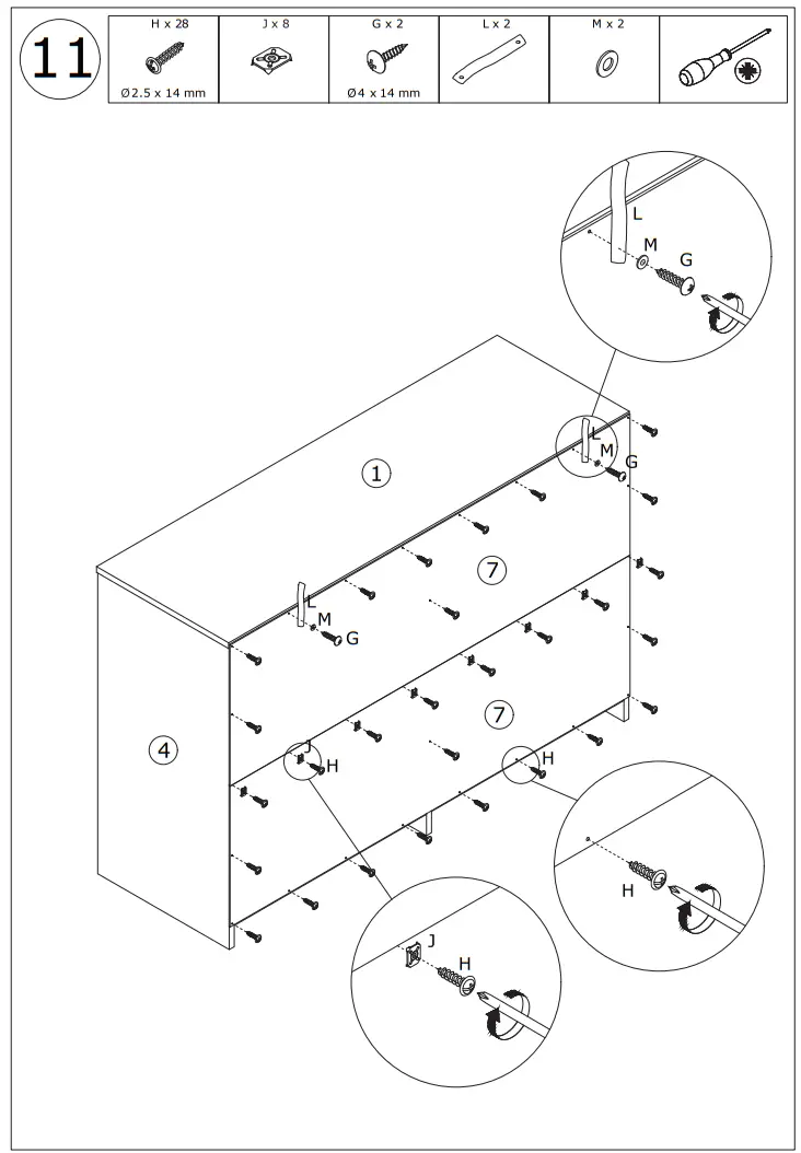 FUFU GAGA KF260058 01SD 6 Drawer L Shaped Dresser with Rotatable Desk - fig14