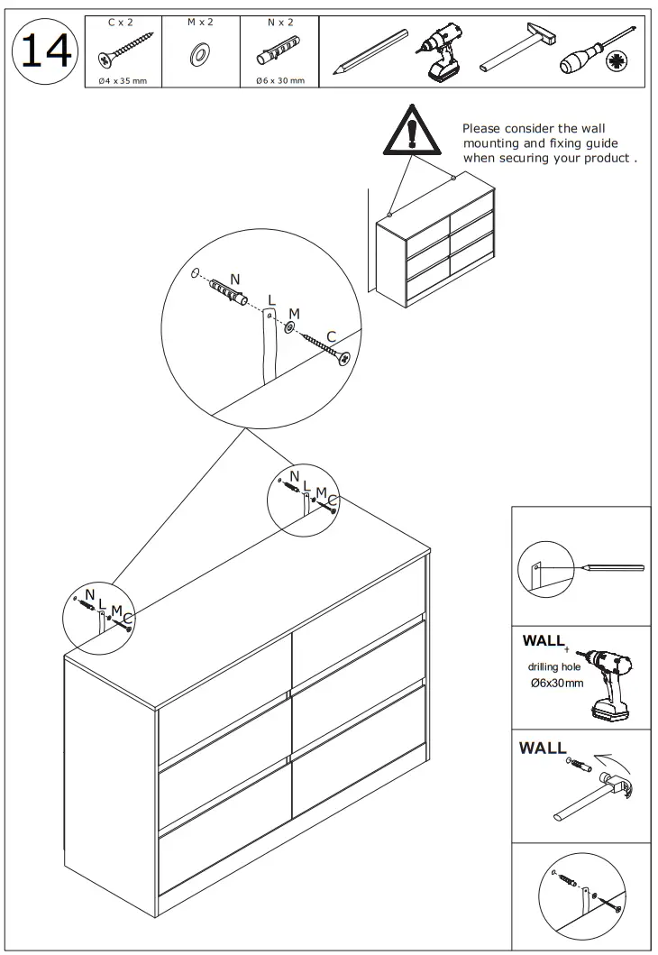 FUFU GAGA KF260058 01SD 6 Drawer L Shaped Dresser with Rotatable Desk - fig17