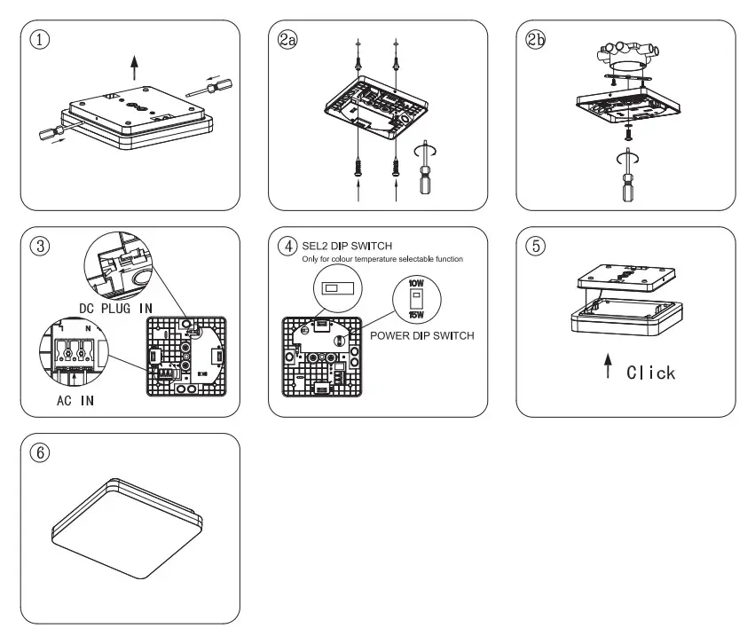 HALCYON LED314 W34A 400mm Slice Square Dimmable Select 3K 4K Dual Wattage Luminaire - Install