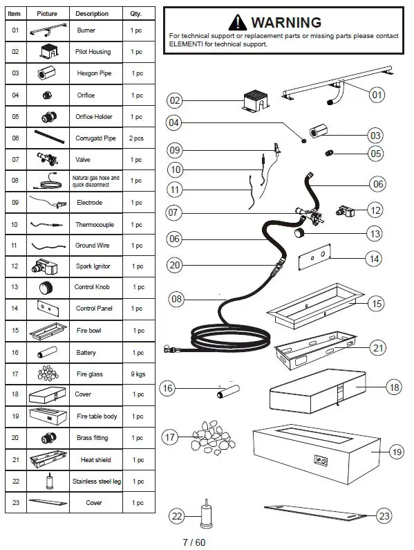 ELEMENTI OFP121NG Carrara Marble Porcelain Fire Table Owner's Manual-fig-3