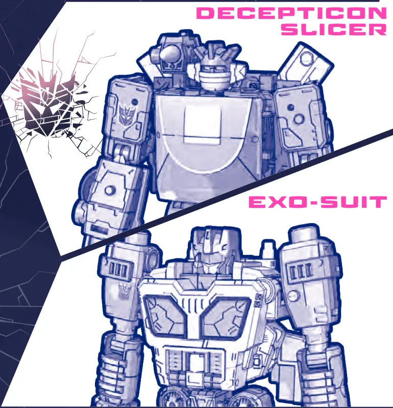 Hasbro F6280 Transformers Generations Shattered Glass Collection Decepticon Slicer with Exo-Suit and IDW’s Shattered Glass Slicer