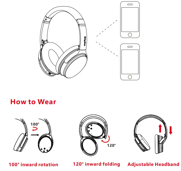Srhythm NC25 Wireless Headphones Bluetooth 5 0 Lightweight Noise Cancelling Headset Over Ear - Voice Dialing