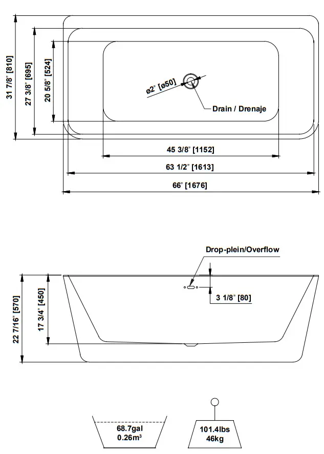 HOME DECORATORS COLLECTION GBBA021 BADDECK Bathtub - SPECIFICATION