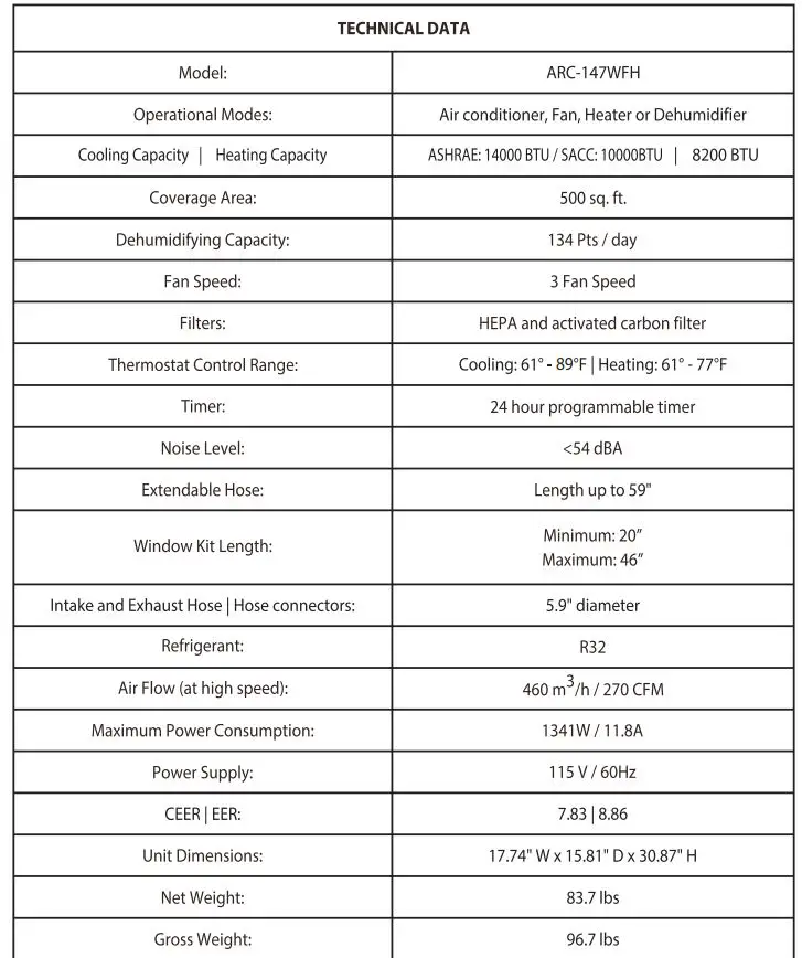 Whynter-ARC-147WFH-Dual-Hose-Portable-Air-Conditioner-Heater-Dehumidifier-FIG- (6)