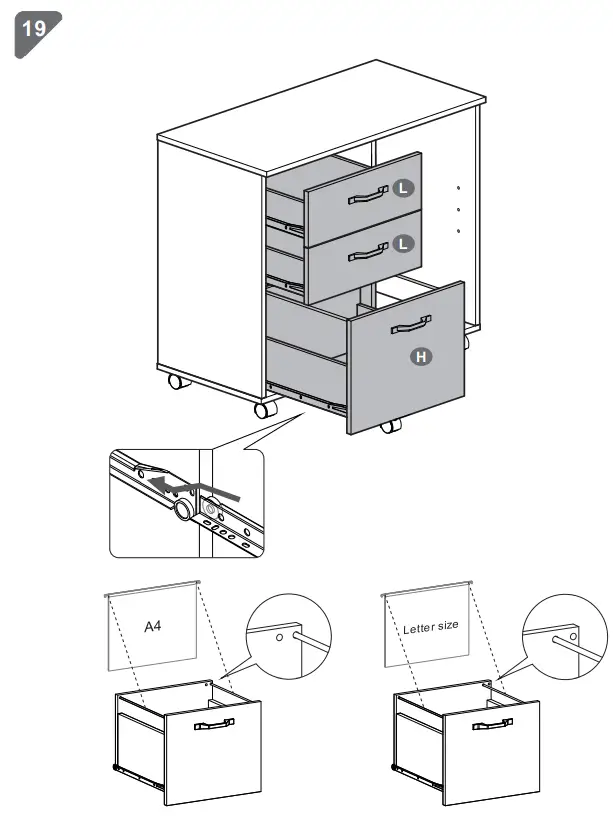 Casagear BM284573 32 Inch Metal Office Filing Cabinet 3 Drawers 2 Cabinets - fig 19