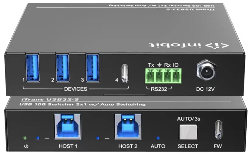 infobit iTrans USB32-S USB 10G Switcher 2x1 with Auto Switching
