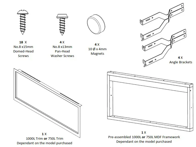 PRYZM Volta 42 Inch Inset Fire Conversion Kit - Conversion Kit Check List 1