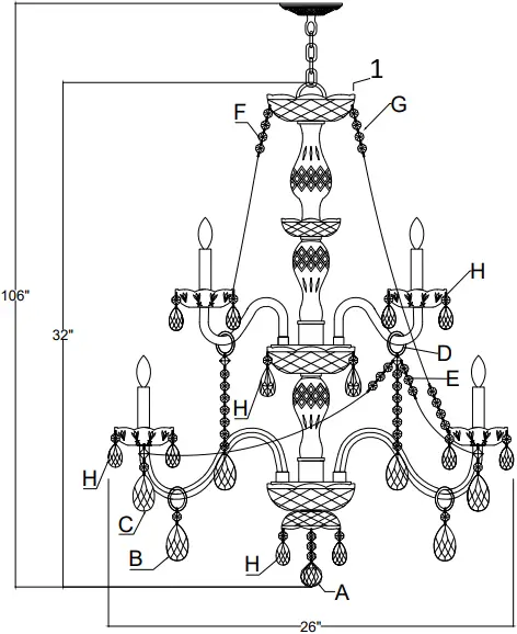 CRYSTORAMA 1137-PB-CL-MWP 26 Inch Crystal Chandelier A0