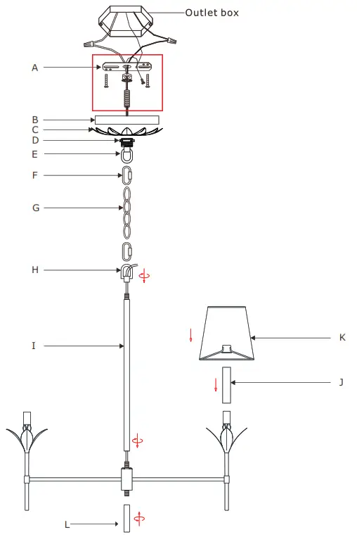 CRYSTORAMA 534-SA Broche Four Light Chanelier - Parts