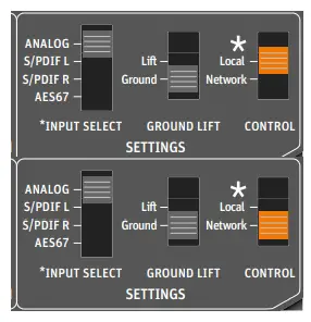 Switches on the SETTINGS panel