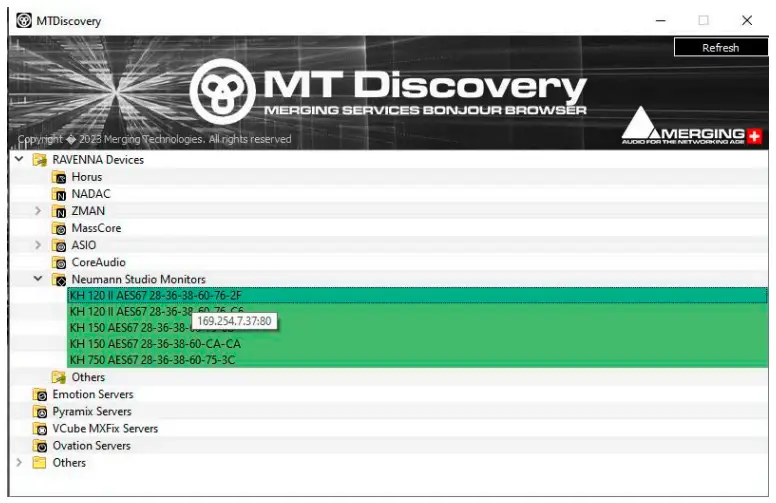 Configuring AES67 network and audio settings