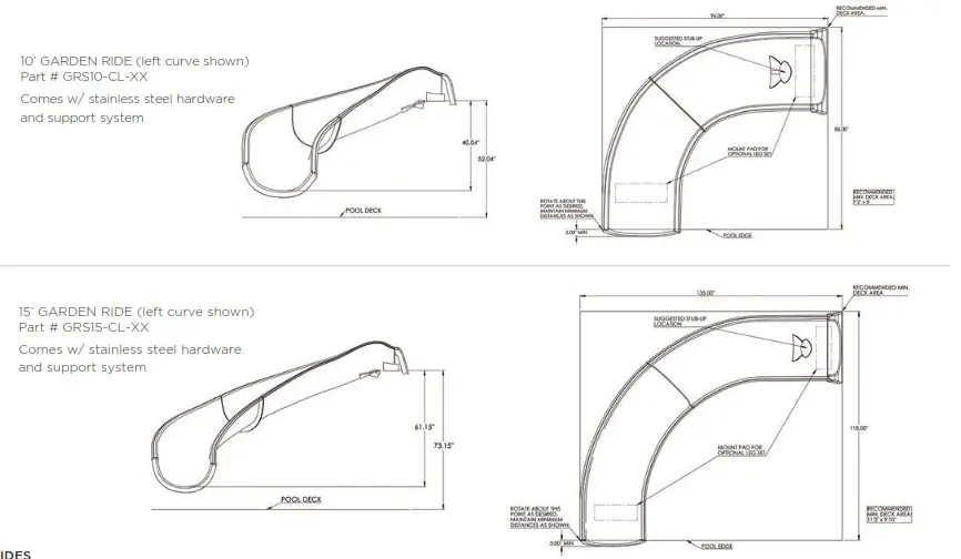 S R Smith GRS10-CR-55-C Garden Ride Pre Configured Custom Slides - GARDEN