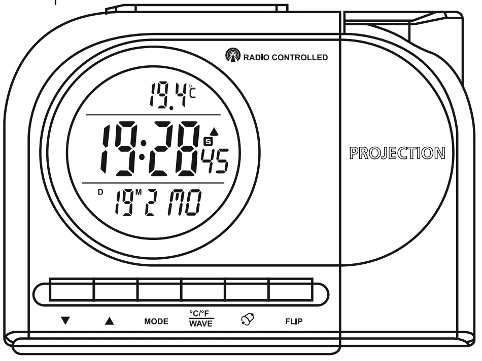 00104952 RCR 110 Projection Alarm Clock