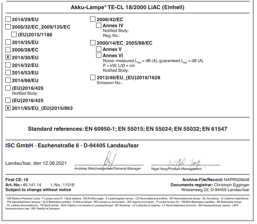 Einhell TE-CL 18 2000 LiAC-Solo Cordless Light - Sartifect1