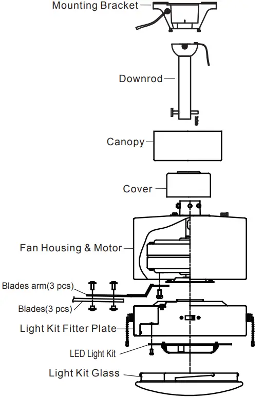 CARRO WGA-523A3L Integrated LED Indoor White Ceiling Fan