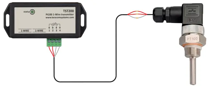 TERACOM TST200 1-Wire Pt100 Transmitter - connection is illustrated