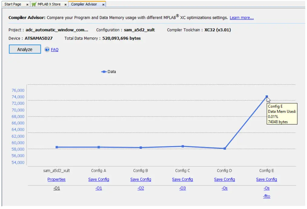 MICROCHIP 50003215A Compiler Advisor in MPLAB X IDE - Compiler Advisor Example 13