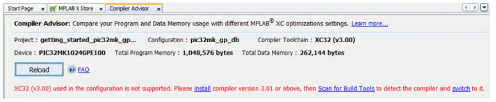 MICROCHIP 50003215A Compiler Advisor in MPLAB X IDE - Compiler Advisor Example 2