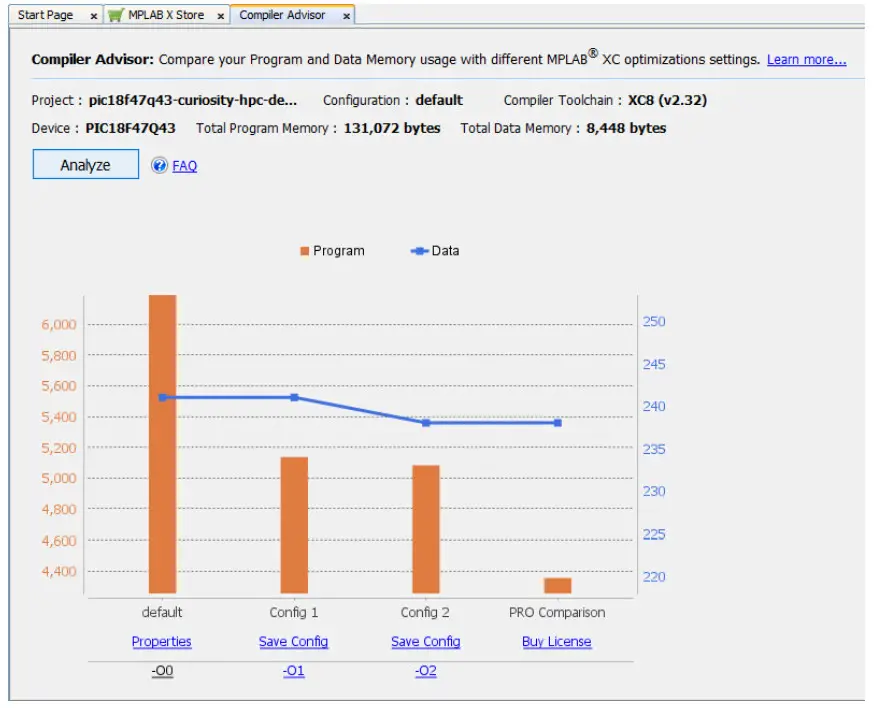 MICROCHIP 50003215A Compiler Advisor in MPLAB X IDE - Compiler Advisor Example 3