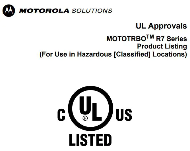 motorola MOTOTRBO R7 Series Digital Two Way Radio Instruction Manual