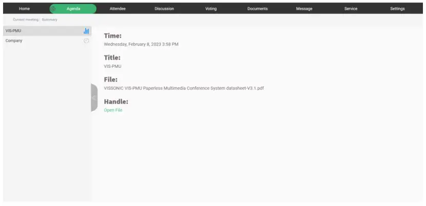 VISSONIC VIS-PMU-T Desktop Paperless System - Topic management