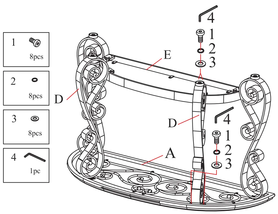Aoibox SNMX2993 52 Inch Brown Standard Semicircle Glass Top Console Table - Assembly 2