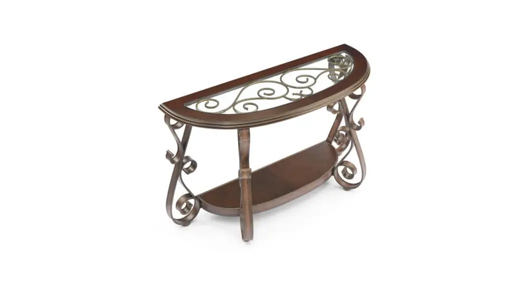 Aoibox Snmx2993 52 Inch Brown Standard Semicircle Glass Top Console Table Instruction Manual