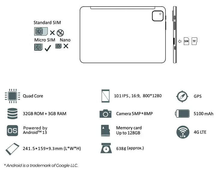 whoop TAB 10US 10.1 Inch Quad Core 4G Tablet PC - fig