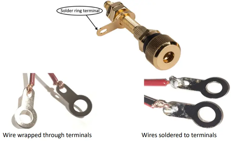 PARTS EXPRESS Solstice Mass Loaded Transmission Line Tower Speaker Kit - terminals