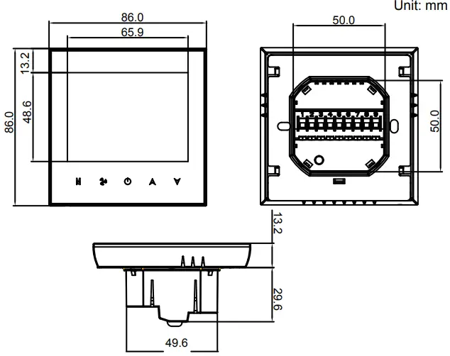 Beca BAC 1000 Series WiFi Thermostat - DIMENSION