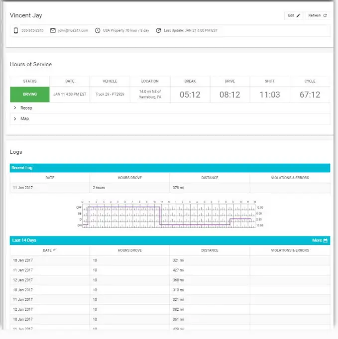 LIVE ELOGS Electronic Logging Device System - Driver